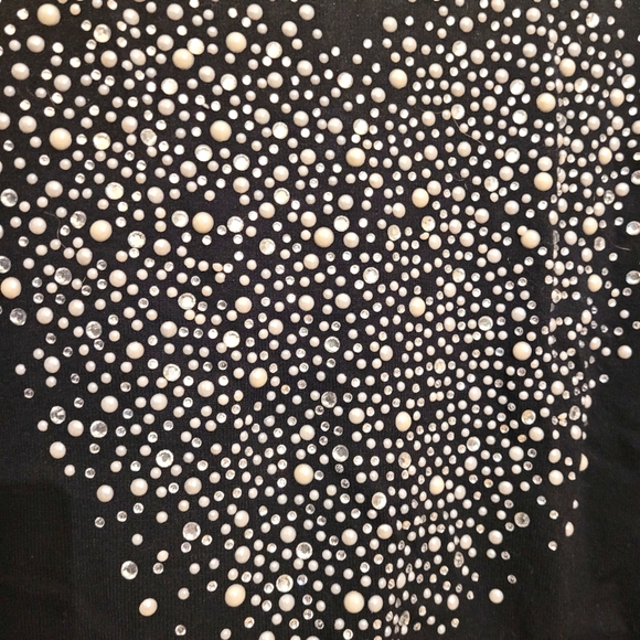 Black Sweater with sparkly heart. Zipper up the back. Size M. - Picture 3 of 6